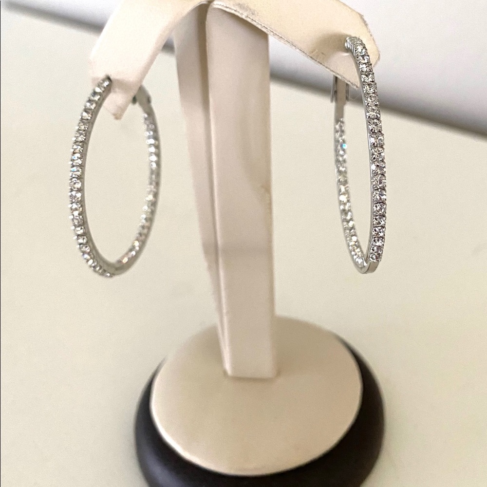 Shimmery CZ Hoop Earrings